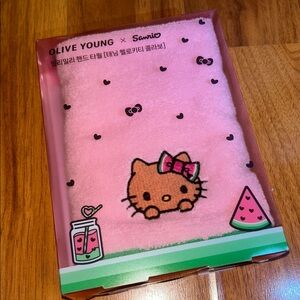 Hello Kitty Pink Towel with Green Trim